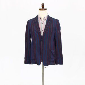 Tomorrowland 36R Blue Striped 2-Button Sport Coat Blazer Jacket P593